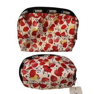 LeSportsac Poppy Mini Lot of 2 Travel Cosmetic Toiletry Makeup Bags New